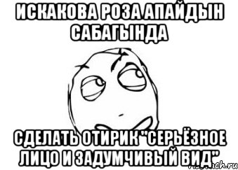 Искакова Роза апайдын сабагында сделать отирик "серьёзное лицо и задумчивый вид", Мем Мне кажется или