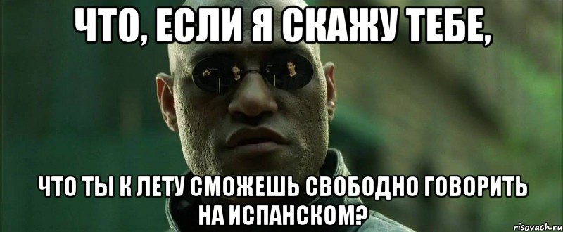 Что, если я скажу тебе, Что ты к лету сможешь свободно говорить на испанском?, Мем  морфеус