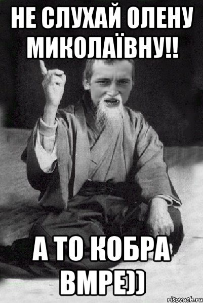 не слухай ОЛЕНУ МИКОЛАЇВНУ!! а то кобра вмре)), Мем Мудрий паца