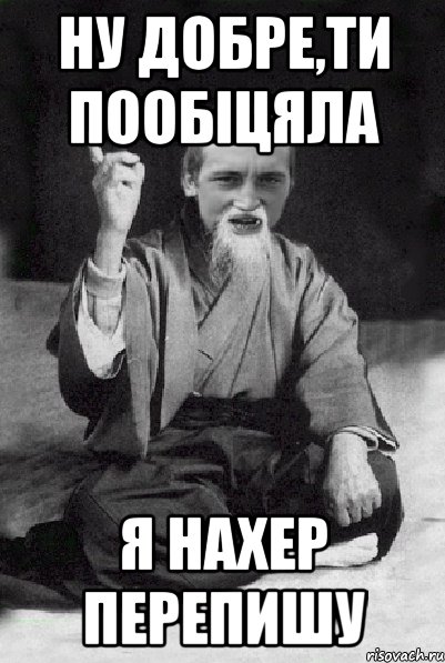 Ну добре,ти пообіцяла Я нахер перепишу, Мем Мудрий паца