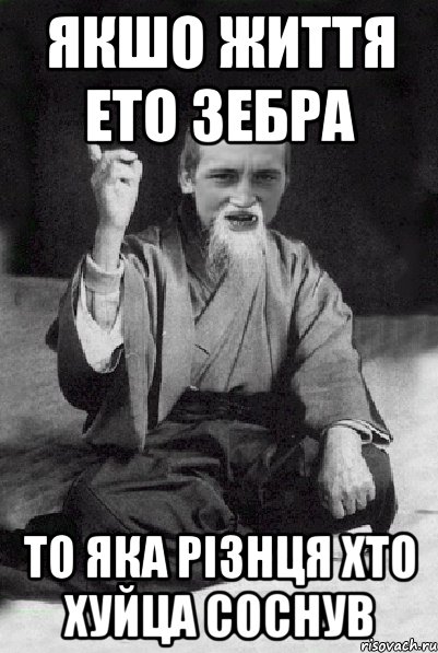 якшо життя ето зебра то яка різнця хто хуйца соснув, Мем Мудрий паца