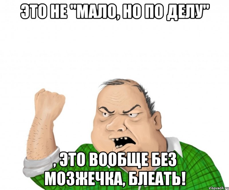 это не "мало, но по делу" , это вообще без мозжечка, блеать!, Мем мужик