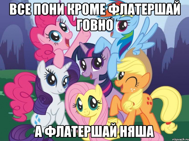 ВСЕ ПОНИ КРОМЕ ФЛАТЕРШАЙ ГОВНО А ФЛАТЕРШАЙ НЯША, Мем My little pony