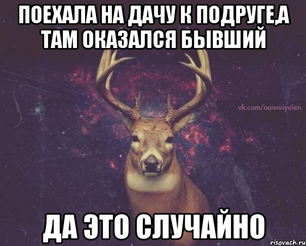 Поехала на дачу к подруге,а там оказался бывший да это случайно, Мем  олень наивный