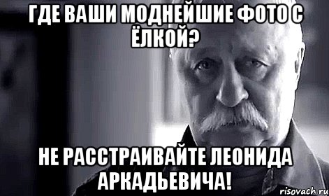 ГДЕ ВАШИ МОДНЕЙШИЕ ФОТО С ЁЛКОЙ? Не расстраивайте Леонида Аркадьевича!, Мем Не огорчай Леонида Аркадьевича