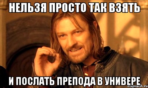 нельзя просто так взять и послать препода в универе, Мем Нельзя просто так взять и (Боромир мем)