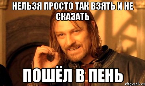 Нельзя просто так взять и не сказать Пошёл в пень, Мем Нельзя просто так взять и (Боромир мем)