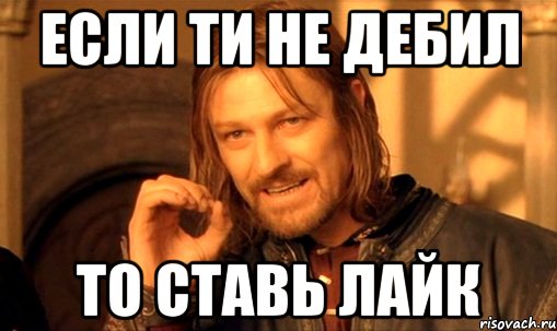 если ти не дебил то ставь лайк, Мем Нельзя просто так взять и (Боромир мем)