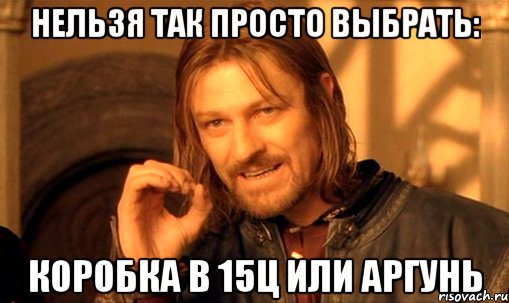 НЕЛЬЗЯ ТАК ПРОСТО ВЫБРАТЬ: КОРОБКА В 15Ц ИЛИ АРГУНЬ, Мем Нельзя просто так взять и (Боромир мем)