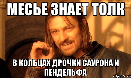 месье знает толк в кольцах дрочки саурона и ПЕНДЕльфа, Мем Нельзя просто так взять и (Боромир мем)