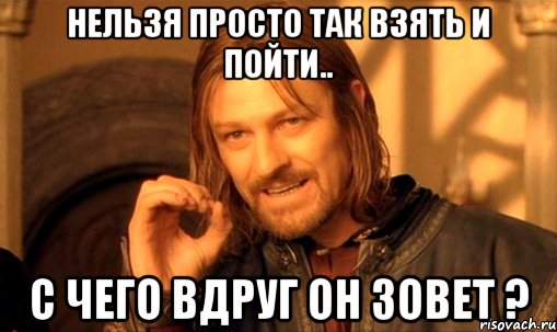 Нельзя просто так взять и пойти.. С чего вдруг он зовет ?, Мем Нельзя просто так взять и (Боромир мем)