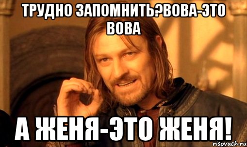 трудно запомнить?вова-это вова а женя-это женя!, Мем Нельзя просто так взять и (Боромир мем)