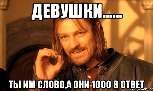 Девушки...... ты им слово,а они 1000 в ответ, Мем Нельзя просто так взять и (Боромир мем)