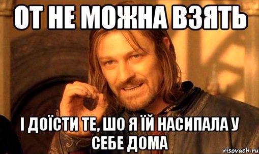 от не можна взять і доїсти те, шо я їй насипала у себе дома, Мем Нельзя просто так взять и (Боромир мем)