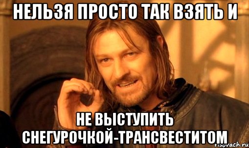 Нельзя просто так взять и не выступить снегурочкой-трансвеститом, Мем Нельзя просто так взять и (Боромир мем)