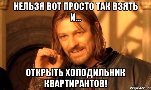 Нельзя вот просто так взять и... открыть холодильник квартирантов!, Мем Нельзя просто так взять и (Боромир мем)