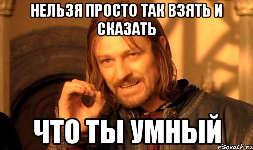 нельзя просто так взять и сказать что ты умный, Мем Нельзя просто так взять и (Боромир мем)