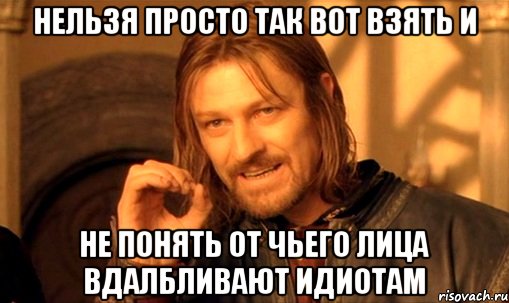 Нельзя просто так вот взять и не понять от чьего лица вдалбливают идиотам, Мем Нельзя просто так взять и (Боромир мем)