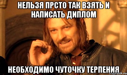 НЕЛЬЗЯ прсто так взять и написать диплом необходимо чуточку терпения, Мем Нельзя просто так взять и (Боромир мем)