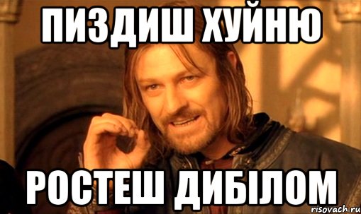 Пиздиш хуйню Ростеш дибілом, Мем Нельзя просто так взять и (Боромир мем)