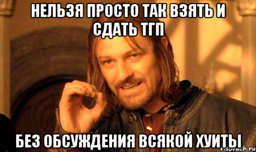 Нельзя просто так взять и сдать ТГП без обсуждения всякой хуиты, Мем Нельзя просто так взять и (Боромир мем)