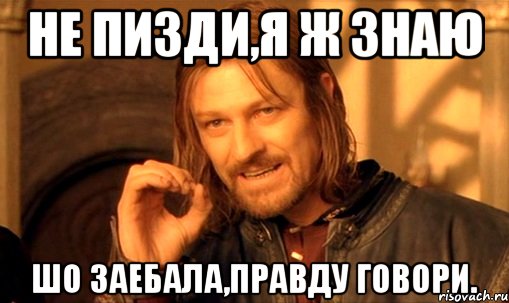 Не пизди,я ж знаю Шо заебала,правду говори., Мем Нельзя просто так взять и (Боромир мем)