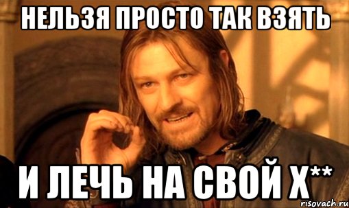 нельзя просто так взять и лечь на свой х**, Мем Нельзя просто так взять и (Боромир мем)