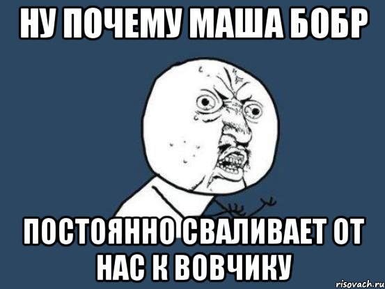 НУ ПОЧЕМУ МАША БОБР ПОСТОЯННО СВАЛИВАЕТ ОТ НАС К ВОВЧИКУ, Мем Ну почему