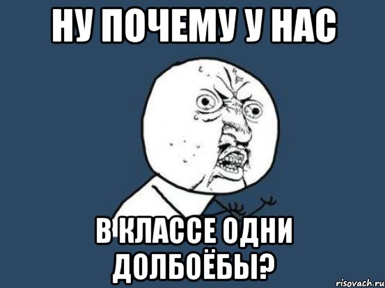 НУ ПОЧЕМУ У НАС В КЛАССЕ ОДНИ ДОЛБОЁБЫ?, Мем Ну почему