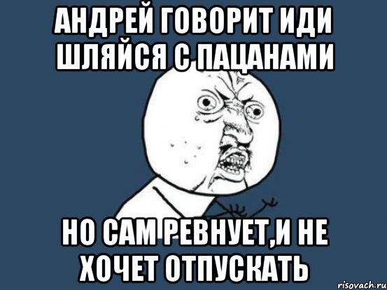 Андрей говорит иди шляйся с пацанами но сам ревнует,и не хочет отпускать, Мем Ну почему