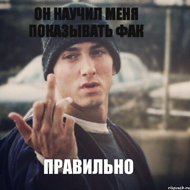 ОН НАУЧИЛ МЕНЯ ПОКАЗЫВАТЬ ФАК ПРАВИЛЬНО, Мем  Eminem