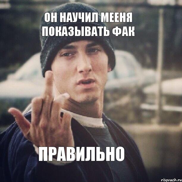 ОН НАУЧИЛ МЕЕНЯ ПОКАЗЫВАТЬ ФАК ПРАВИЛЬНО, Мем  Eminem