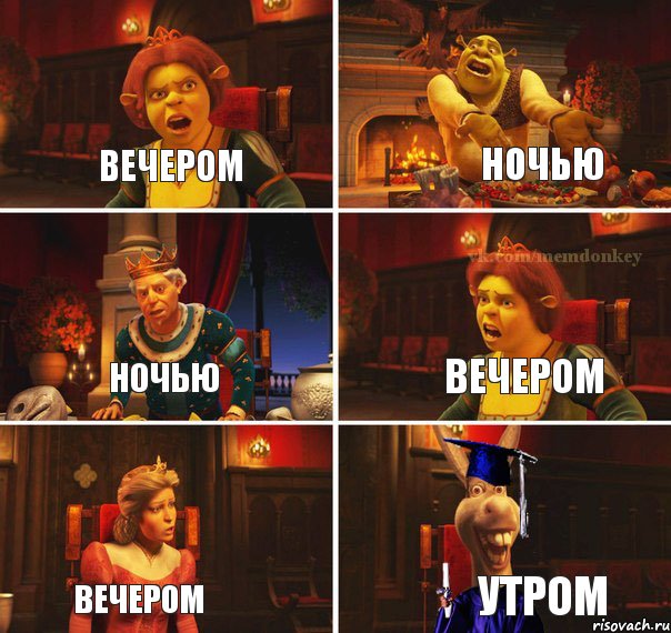 Вечером Ночью Ночью Вечером Вечером Утром