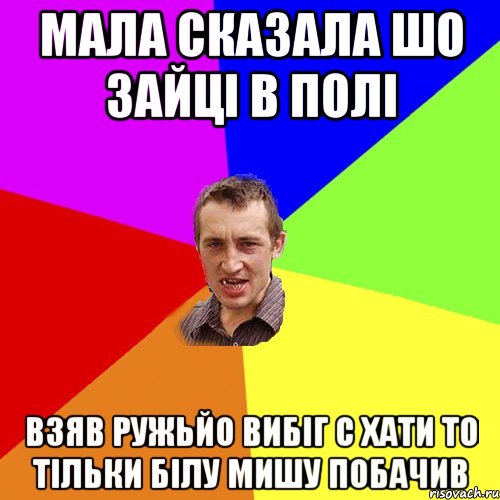 Мала сказала шо зайці в полі взяв ружьйо вибіг с хати то тільки білу мишу побачив, Мем Чоткий паца