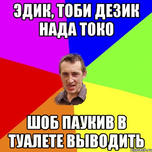 ЭДИК, ТОБИ ДЕЗИК НАДА ТОКО ШОБ ПАУКИВ В ТУАЛЕТЕ ВЫВОДИТЬ, Мем Чоткий паца