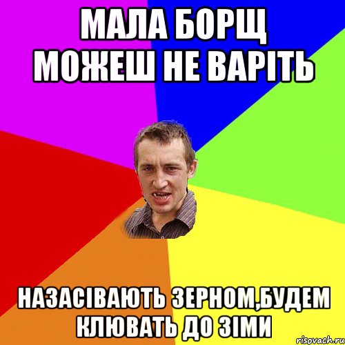 Мала борщ можеш не варіть назасівають зерном,будем клювать до зіми, Мем Чоткий паца