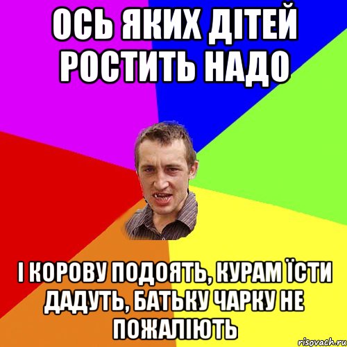 Ось яких дітей ростить надо і корову подоять, курам їсти дадуть, батьку чарку не пожаліють, Мем Чоткий паца