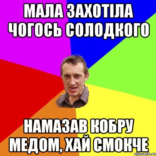 Мала захотіла чогось солодкого Намазав кобру медом, хай смокче, Мем Чоткий паца