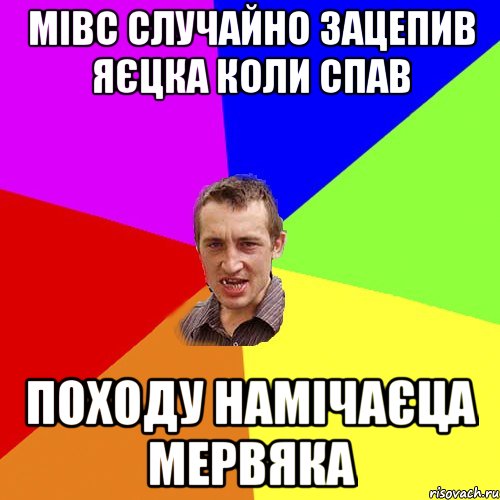 Мівс случайно зацепив яєцка коли спав Походу намічаєца мервяка, Мем Чоткий паца