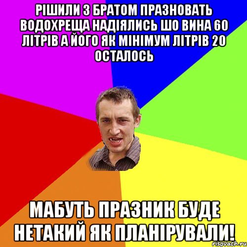 Рішили з братом празновать водохреща надіялись шо вина 60 літрів а його як мінімум літрів 20 осталось мабуть празник буде нетакий як планірували!, Мем Чоткий паца