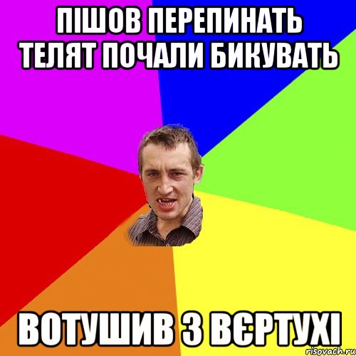 пішов перепинать телят почали бикувать вотушив з вєртухі, Мем Чоткий паца