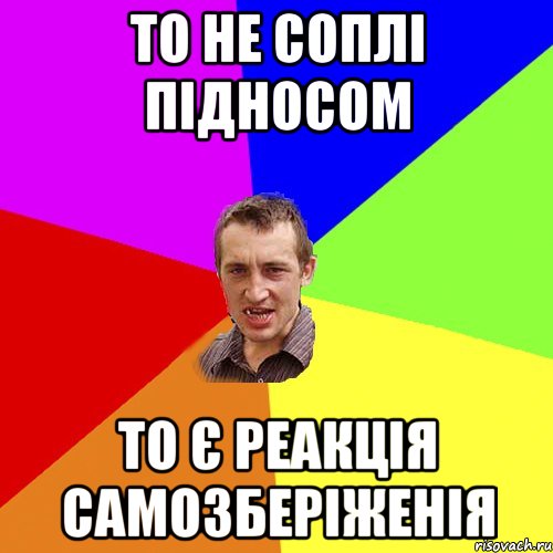 ТО НЕ СОПЛІ ПІДНОСОМ ТО Є РЕАКЦІЯ САМОЗБЕРІЖЕНІЯ, Мем Чоткий паца