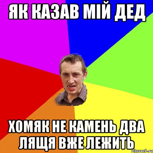 Як казав мій дед хомяк не камень два лящя вже лежить, Мем Чоткий паца