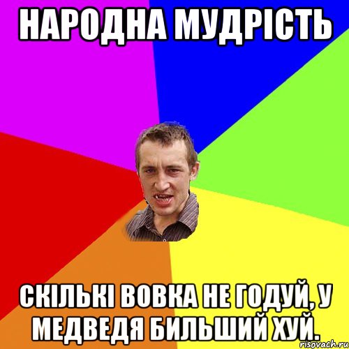 Народна мудрість Скількі вовка не годуй, У медведя бильший хуй., Мем Чоткий паца