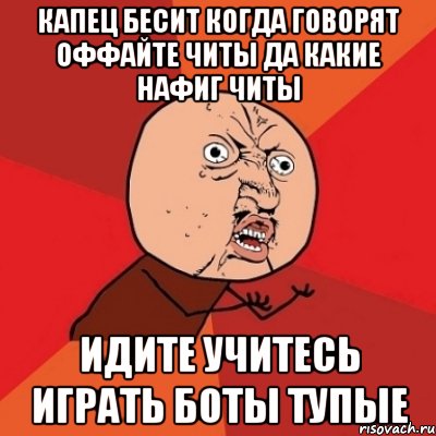 Капец Бесит Когда Говорят Оффайте Читы Да Какие Нафиг Читы Идите Учитесь Играть Боты Тупые, Мем Почему