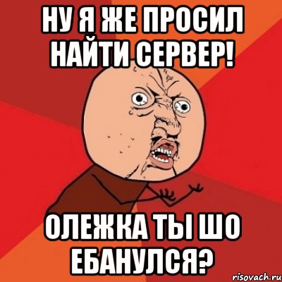 Ну я же просил найти сервер! Олежка ты шо ебанулся?, Мем Почему