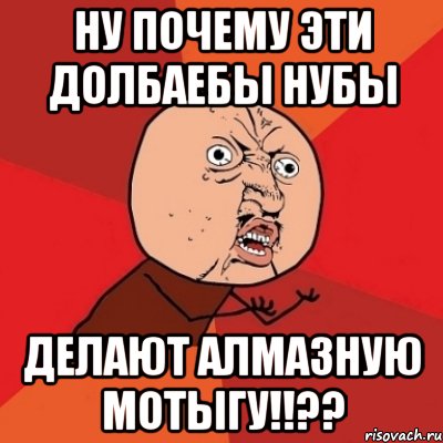 Ну почему эти долбаебы нубы Делают алмазную мотыгу!!??, Мем Почему