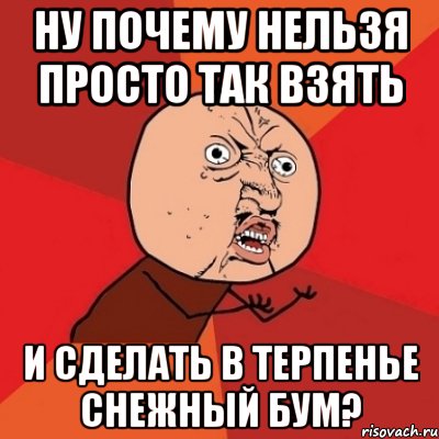 Ну почему нельзя просто так взять и сделать в Терпенье снежный бум?, Мем Почему