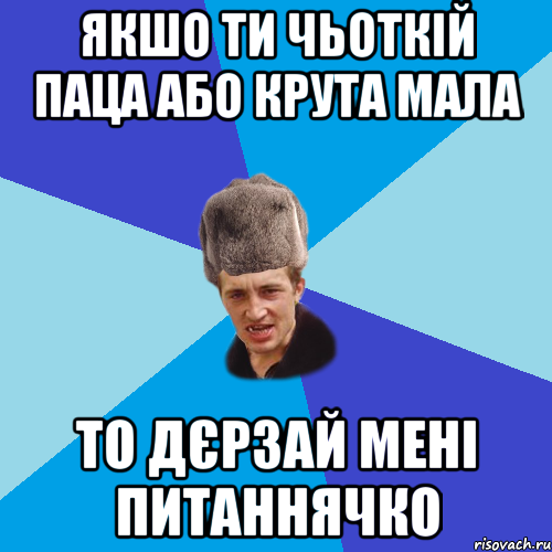 Якшо ти чьоткій паца або крута мала То дєрзай мені питаннячко, Мем Празднчний паца