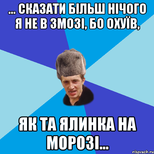 ... сказати більш нічого я не в змозі, бо охуїв, як та ялинка на морозі..., Мем Празднчний паца